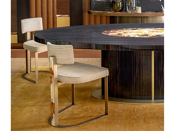 Poltrona in tessuto imbottito con base in metallo brunito ARCAHORN Sveva 6042B 6042B fabbrica ARCAHORN dall'Italia. Foto №2