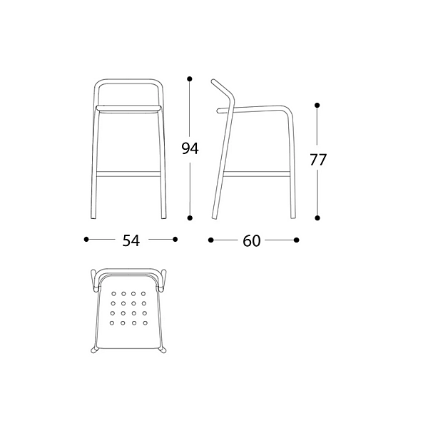 Sgabello da giardino alto impilabile in alluminio Noss VARASCHIN 24550/B, 24551/B, 24552/B, 24553/B fabbrica VARASCHIN dall'Italia. Foto №9