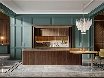 Cucina in noce personalizzata con isola Old Line Glamour 2 0