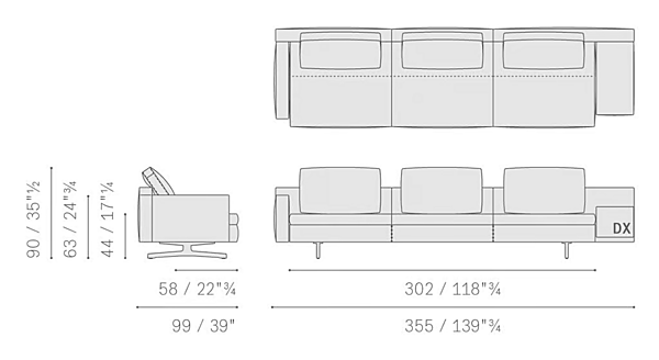 Divano a tre posti in tessuto con rivestimento removibile POLTRONA FRAU In The Mood fabbrica POLTRONA FRAU dall'Italia. Foto №11