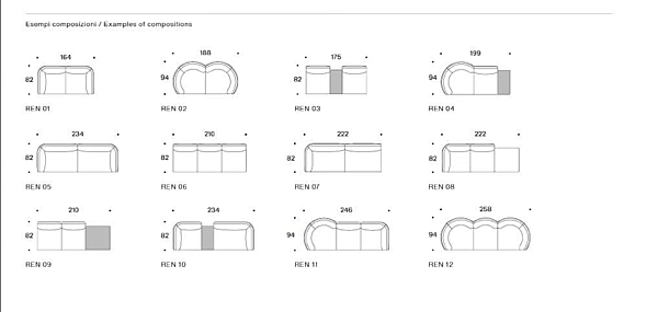 Divano angolare in tessuto con schienale imbottito Saba Rendez Vous fabbrica SABA dall'Italia. Foto №19