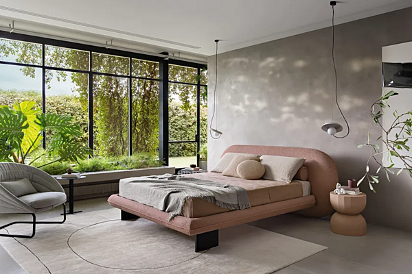 Letto matrimoniale con pannello imbottito in tessuto Wabi Saba fabbrica SABA dall'Italia. Foto №8