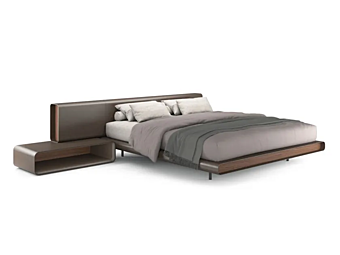 Letto matrimoniale in pelle conciata con comodini integrati Tube i 4 Mariani