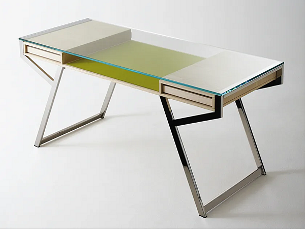 Scrivania in vetro e acciaio inox con cassetti Gallotti&Radice collezione Lui fabbrica Gallotti & Radice dall'Italia. Foto №2