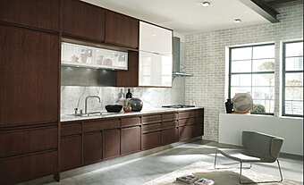 Cucina lineare con maniglie integrate in legno ASTER CUCINE Timeline