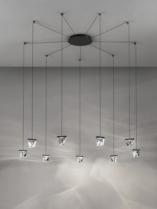 Lampadario a sospensione in cristallo LED Fabbian Tripla 9 punti fabbrica Fabbian dall'Italia. Foto №3
