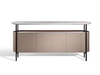 Sideboard in pelle con piano in marmo MI POLTRONA FRAU