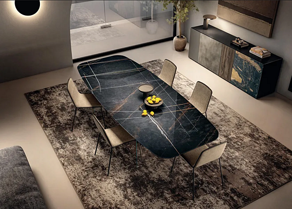 Tavolo a forma di barile con base in vetro e piano in Xglass effetto marmo LAGO AIR SLIM 2195X 2195X fabbrica LAGO dall'Italia. Foto №2