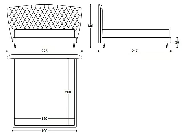 Letto in pelle con testata trapuntata Black Tie Savoi SAV180H, SAV200H fabbrica Black Tie dall'Italia. Foto №7