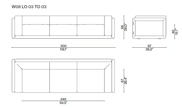 Divano a tre posti in tessuto CASSINA Cornaro fabbrica CASSINA dall'Italia. Foto №3