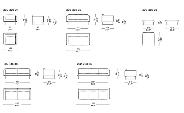 Divano angolare in tessuto CASSINA collezione 8 202, 203 fabbrica CASSINA dall'Italia. Foto №9