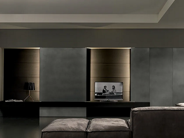 Parete di stoccaggio in rovere con illuminazione integrata MODULNOVA BLADE fabbrica Modulnova dall'Italia. Foto №1