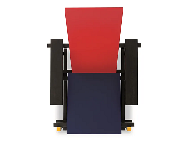 Poltrona alta in legno con braccioli rossi e blu CASSINA 635 fabbrica CASSINA dall'Italia. Foto №2