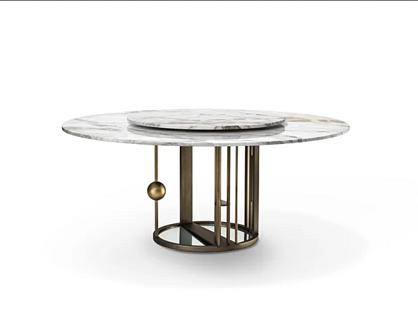 Tavolo rotondo in marmo con struttura in ottone GHIDINI1961 Merlino fabbrica GHIDINI1961 dall'Italia. Foto №1