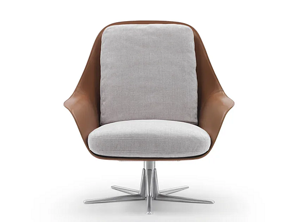 Poltrona girevole in pelle con base a 5 razze e braccioli FLEXFORM Sveva fabbrica FLEXFORM dall'Italia. Foto №2