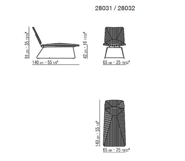 Chaise longue in paglia FLEXFORM Echoes fabbrica FLEXFORM dall'Italia. Foto №3