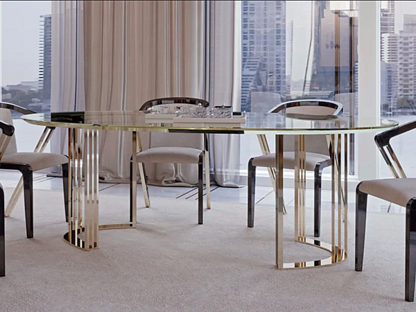 Tavolo da pranzo ovale in vetro Symphony Infinity Bizzotto Italia fabbrica Bizzotto Italia dall'Italia. Foto №5