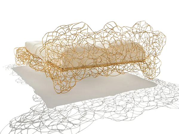 Letto matrimoniale in acciaio inox con testata imbottita Corallo Edra CRLB50 fabbrica EDRA dall'Italia. Foto №2