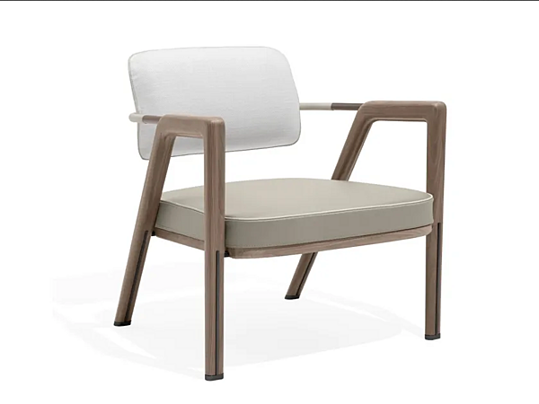Poltrona con braccioli in pelle e tessuto GIORGETTI ELSA fabbrica GIORGETTI dall'Italia. Foto №1