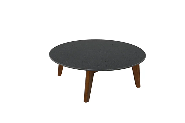 Tavolino da caffè rotondo in legno con top in pietra lavica Edgar CHELINI fabbrica CHELINI dall'Italia. Foto №2