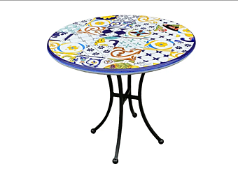 Tavolo da giardino in pietra lavica patchwork L_Antica Deruta TLC/PATCH