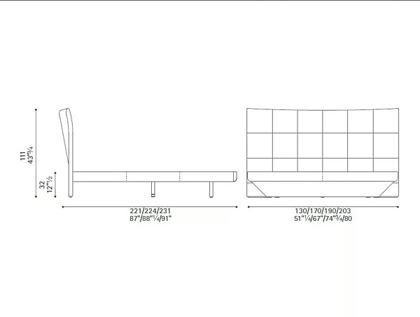 Letto matrimoniale con testata imbottita in pelle POLTRONA FRAU AURORA DUE fabbrica POLTRONA FRAU dall'Italia. Foto №9