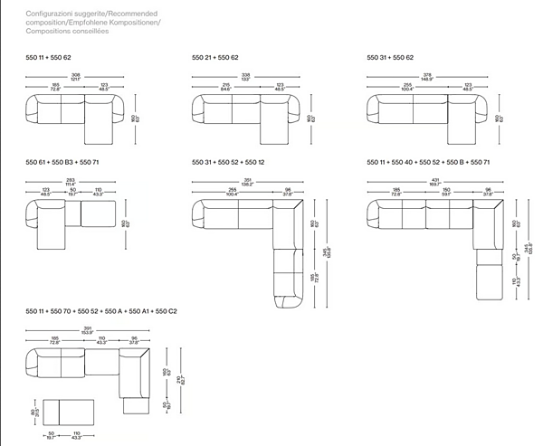 Divano angolare in tessuto CASSINA Beam Sofa System 550 fabbrica CASSINA dall'Italia. Foto №13