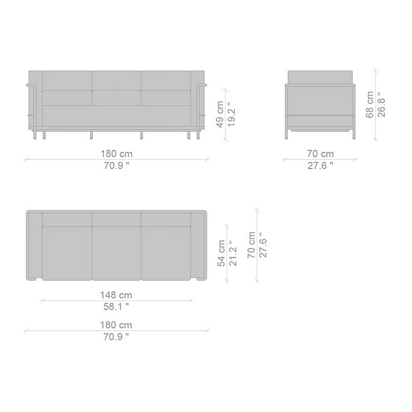 Divano a tre posti con spalliera imbottita CASSINA Grand Confort modello D 002 fabbrica CASSINA dall'Italia. Foto №3