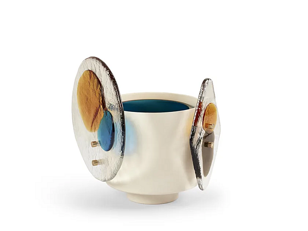 Vaso in ottone verniciato con elementi in vetro di Murano Colourdisc Horizon CASSINA 79702+797 12 fabbrica CASSINA dall'Italia. Foto №1