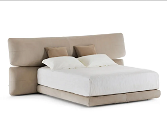 Letto matrimoniale in pelle con testata imbottita Yuna Flou