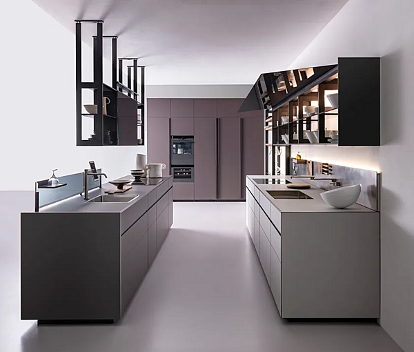 Cucina in laminato con isola senza maniglie Riciclantica Outline cioccolato VALCUCINE fabbrica VALCUCINE dall'Italia. Foto №4