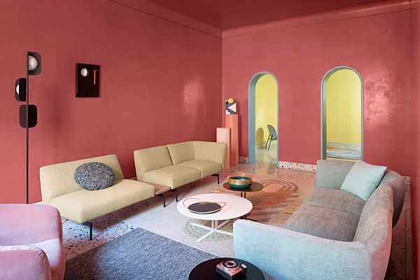 Divano angolare in tessuto con schienale imbottito Saba Rendez Vous fabbrica SABA dall'Italia. Foto №7