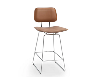 Pouf in pelle conciata al vegetale con schienale FLEXFORM ECHOES S H