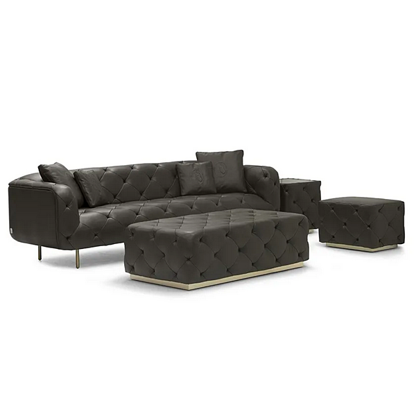 Pouf rettangolare in pelle trapuntata FORMITALIA Overseas fabbrica FORMITALIA dall'Italia. Foto №4