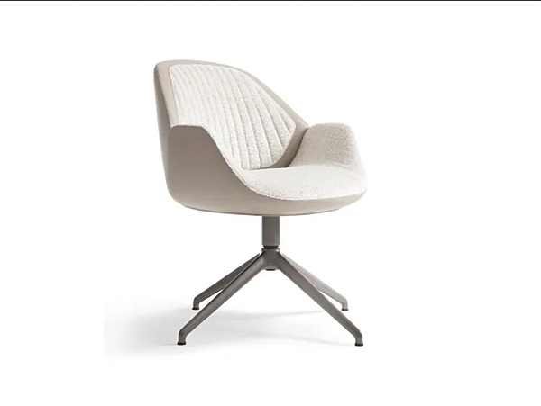 Poltrona in pelle e tessuto con base a trestle GIORGETTI Calathea fabbrica GIORGETTI dall'Italia. Foto №2