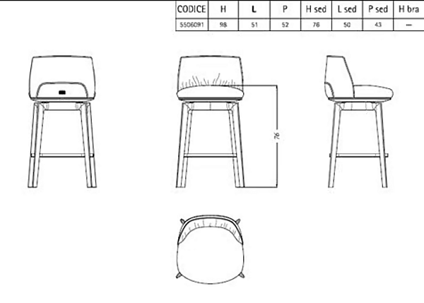 Sgabello in pelle alta con poggiapiedi Archibald POLTRONA FRAU fabbrica POLTRONA FRAU dall'Italia. Foto №11