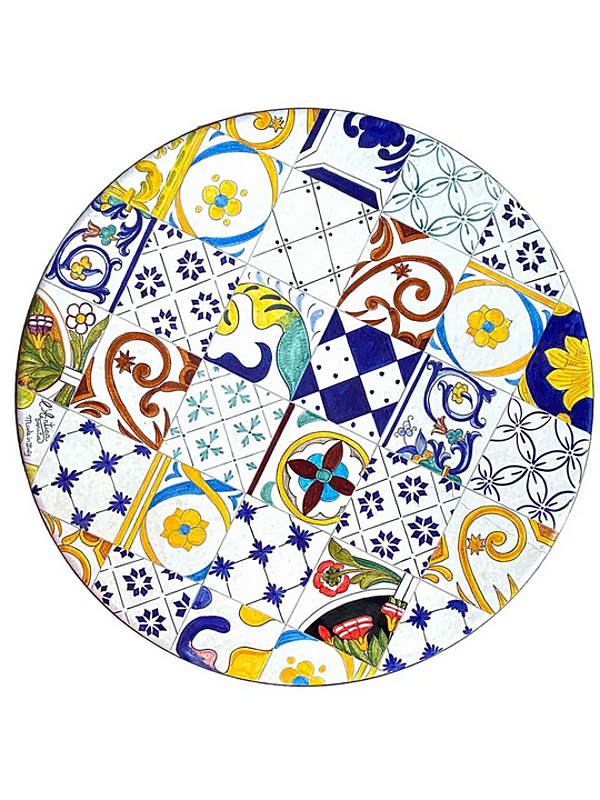 Tavolo da giardino in pietra lavica patchwork L_Antica Deruta TLC/PATCH fabbrica L'Antica Deruta dall'Italia. Foto №2