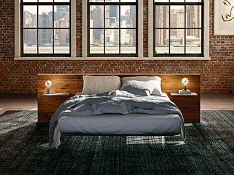 Letto matrimoniale in legno con testata imbottita LAGO AIR WILDWOOD