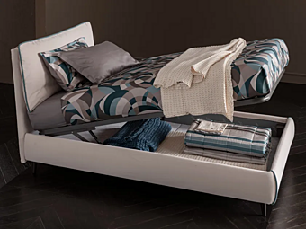 Letto singolo in tessuto con testata imbottita Nisida Altrenotti Letto singolo in tessuto con testata imbottita Nisida Altrenotti fabbrica Altrenotti dall'Italia