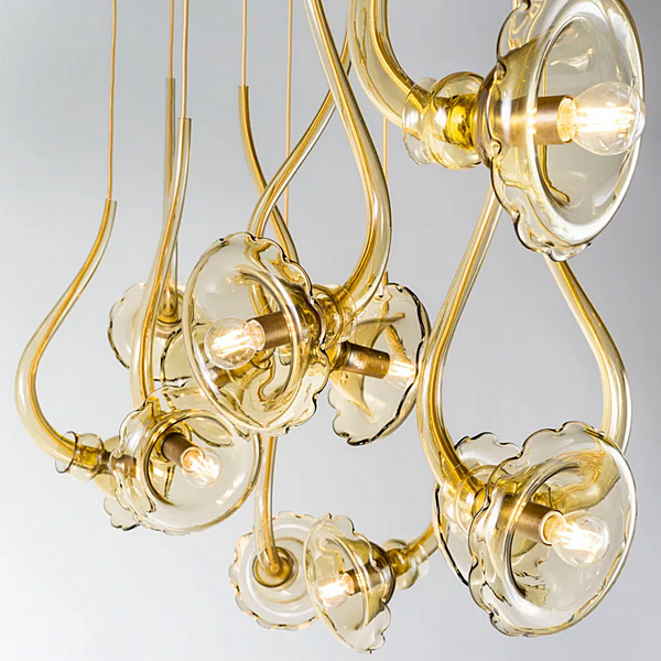 Lampada a sospensione in vetro soffiato Ikebana 16 MULTIFORME SL3370-16-FB fabbrica MULTIFORME dall'Italia. Foto №3