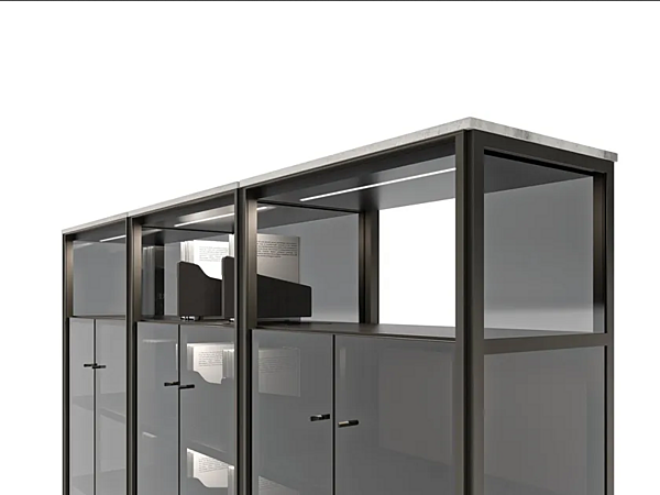 Libreria modulare con luci integrate in legno GIORGETTI DOMUS fabbrica GIORGETTI dall'Italia. Foto №3
