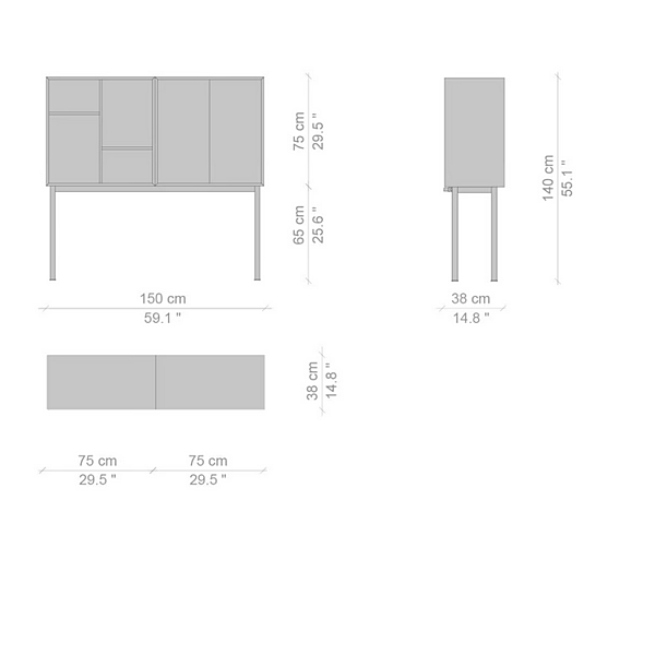 Credenza in legno 20 cassetti standard CASSINA P E N 020 fabbrica CASSINA dall'Italia. Foto №4