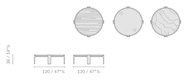 Tavolino da caffè rotondo in vetro POLTRONA FRAU DUO fabbrica POLTRONA FRAU dall'Italia. Foto №14