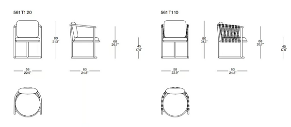 Sedia da giardino in alluminio verniciato a polvere e tessuto con braccioli CASSINA TRAMPOLINE fabbrica CASSINA dall'Italia. Foto №7