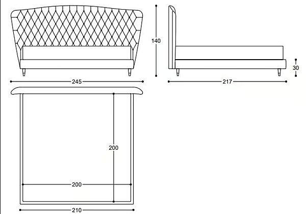 Letto in pelle con testata trapuntata Black Tie Savoi SAV180H, SAV200H fabbrica Black Tie dall'Italia. Foto №8