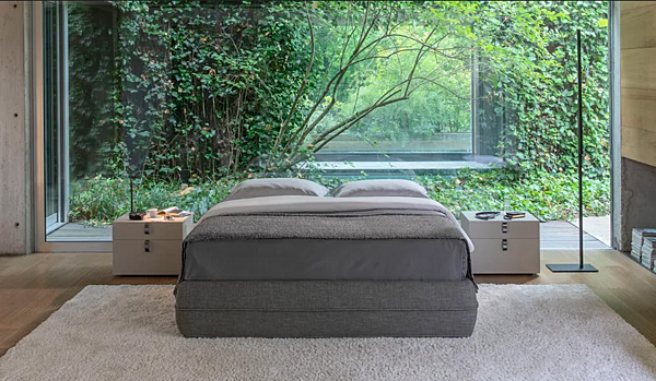 Letto matrimoniale in tessuto con pannello imbottito Flou Mandarine fabbrica Flou dall'Italia. Foto №2