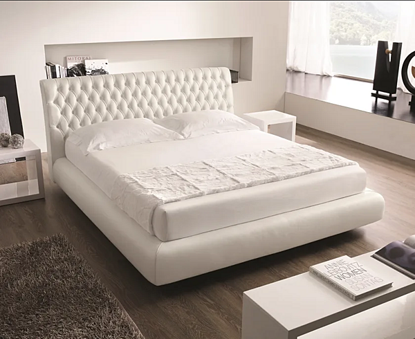Letto matrimoniale in pelle con schienale imbottito Roma Duomo Design fabbrica Duomo Design dall'Italia. Foto №2