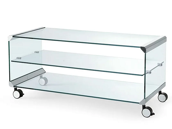 Tavolino laterale alto in vetro temperato con ruote Gallotti&Radice George 1 fabbrica Gallotti & Radice dall'Italia. Foto №1