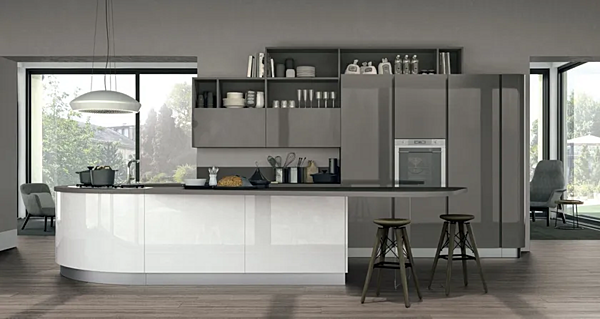Cucina su misura con penisola Clover 01 LUBE CUCINE fabbrica LUBE CUCINE dall'Italia. Foto №3