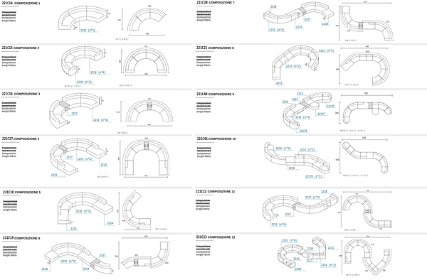 Divano modulare curvo in tessuto da giardino con schienale imbottito VARASCHIN Circle Belt 221 fabbrica VARASCHIN dall'Italia. Foto №14
